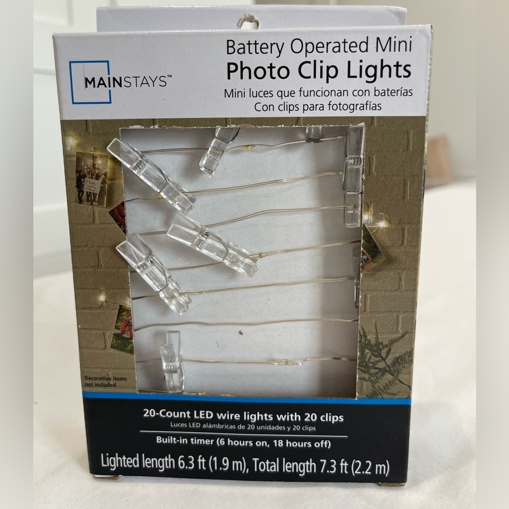 Mainstays Warm White LED Photo Clip String Lights
